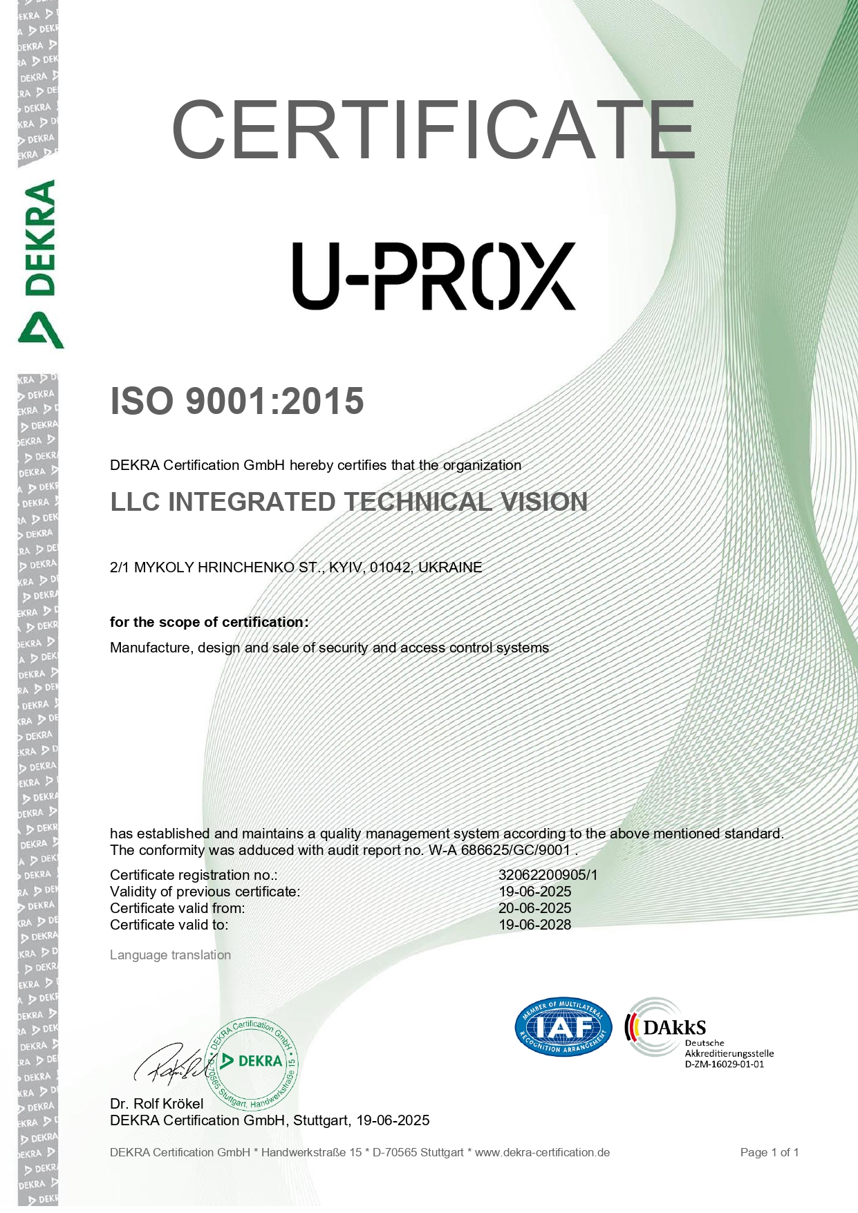 Certificate<br>ISO 9001
